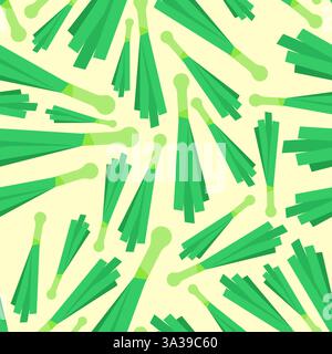 Leek isolated pattern seamless. Fresh vegetable herbaceous plant in cartoon style background Stock Vector