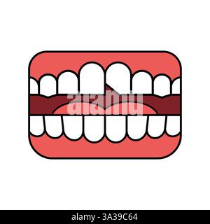 Chipped tooth in mouth. Broken tooth. Stock Vector