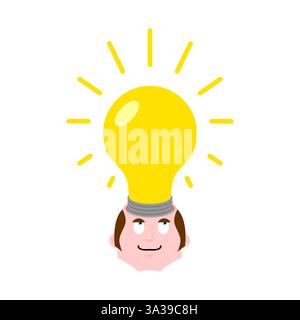 Businessman and light bulb in head. Concept business idea. Stock Vector