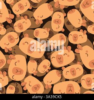 Capybara pattern seamless. Capybaras background. Ornament of kids fabric Stock Vector