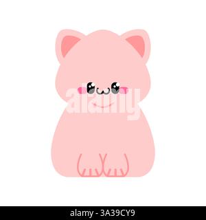 Cute kitten isolated. nice pink pet Stock Vector