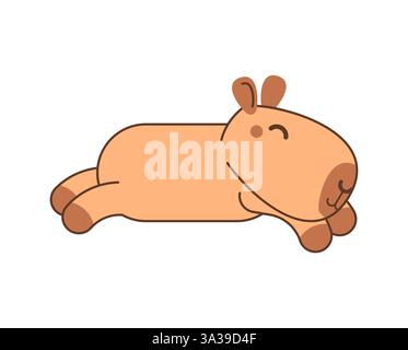 Capybara is lying down. Cute capybara is resting. Stock Vector
