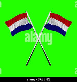 2 Dutch flags flying on crossed poles. Stock Vector