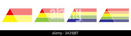 Pyramidal diagram with four colorful ribbon elements. Concept of 4 business options to choose. Creative infographic design template. Realistic vector Stock Vector