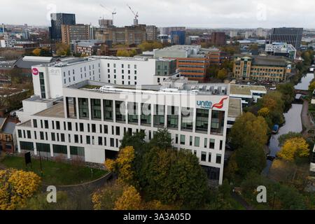 A general view of the Unite trade union's hotel and conference centre, with office for the union, in Birmingham city centre, which cost £112m to build. the Serious Fraud Office (SFO) is to investigate the project, which was initially estimated to cost £7m. Picture date: Tuesday October 29, 2024. Stock Photo