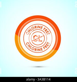 Chlorine free icon design illustration, Chlorine free label, badge, sign, symbol, Button design Stock Vector
