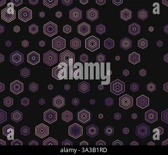 Honeycomb mosaic pattern. Multicolored geometric elements of varied size. Rounded stacked hexagons mosaic cells. Hexagonal shapes. Tileable pattern. Stock Vector