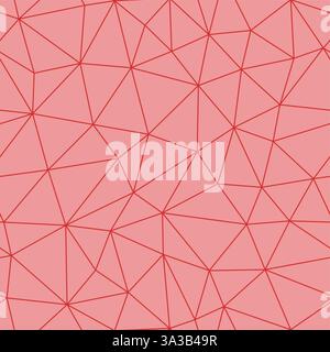 Geometric template background. Red color. Compact triangles size. Thin lines weight. Repeatable pattern. Seamless tileable vector illustration. Stock Vector
