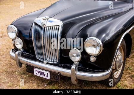 Front of a vintage 1954 MG Magnette ZA 4 door sedan car, Stock Photo