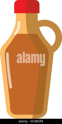 2D flat vector illustration maple syrup bottle icon isolated on a white background. Stock Vector
