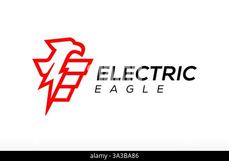 Electric Eagle Logo, Phoenix Bird With Volt Flash Spark Logo Design, High Volt Logo, Super Charge Battery Power Energy Logo Design Vector Icon Symbol Stock Vector