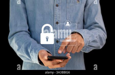 Security encryption and internet login Stock Photo