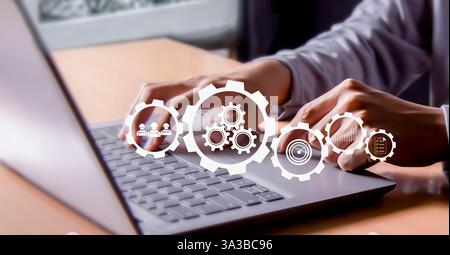 Automation workflow optimization ideas industrial business process marking Stock Photo