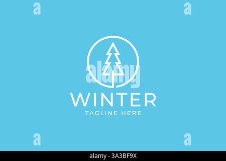 Winter Pine Tree Sign Symbol Forest Park Nature Logo Stock Vector