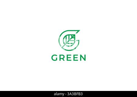 Green Leaf Logo Abstract Letter G Symbolizing Eco-Friendly Sustainability and Growth Stock Vector