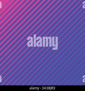 Pink striped geometrical diagonal parallel lines pattern on neon blue background Stock Vector