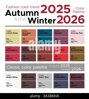 Fashion color trends Autumn Winter 2024-2025. Palette fashion colors