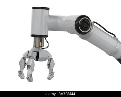 3d rendering white ai robotic gripper arm isolated on white Stock Photo