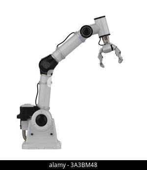 3d rendering white ai robotic gripper arm isolated on white Stock Photo