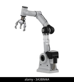 3d rendering white ai robotic gripper arm isolated on white Stock Photo