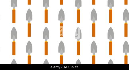 Pattern of gardening tools on a white background with trowels arranged in rows Stock Vector