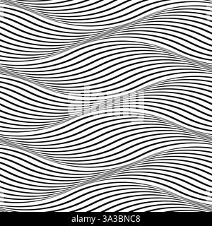 Geomatrical black white  waves seamless background Stock Vector