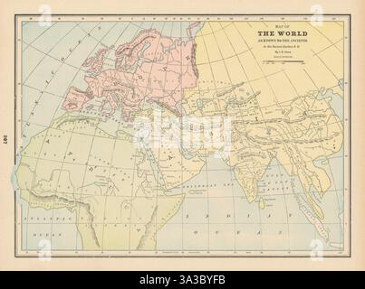 Map of the World As Known to the Ancients in a 19th Century Holy Bible ...
