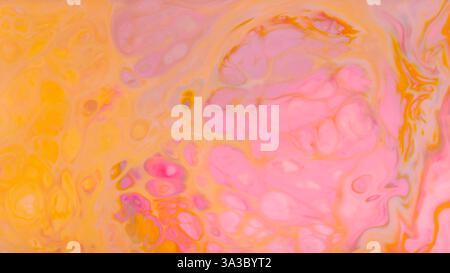 Fluid Art Abstract Background in Pink and Golden Colors on Liquid Stock Photo