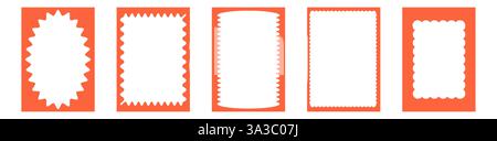 Groovy frame jagged scallop edge, frame text box or border. Curve funky y2k retro form, geometric shape, framework. Wiggle figure, rectangle. Vector illustration Stock Vector