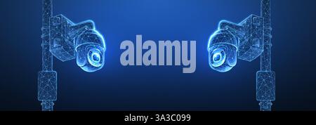 Two dome security cameras. Business monitoring, Camera surveillance, Store cctv Stock Vector