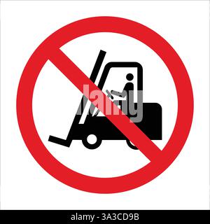Red circular sign prohibiting forklift trucks in a specific area, enhancing safety and regulating industrial vehicle movement Stock Vector