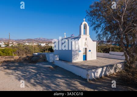The Chapel of Agios Nikolaos stands in a scenic landscape Stock Photo