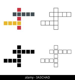Set of Crossword concept icon, cross word graphic, web flat vector illustration . Stock Vector