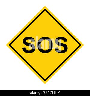 SOS help icon, safety support alert flat design, save vector illustration . Stock Vector