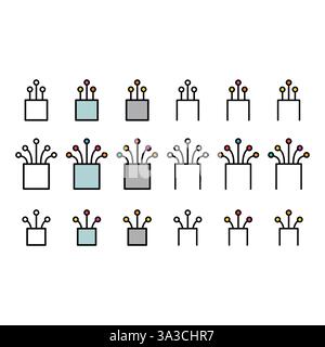 Set of optical cable icon, technology information web network, digital vector illustration . Stock Vector