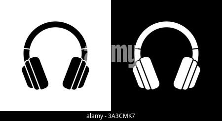 Minimalist Black and White Headphones Icon with a Stylized Design Stock Vector
