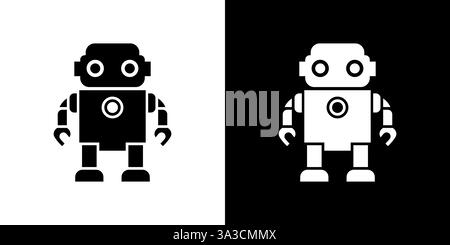 Minimalist Black and White Robot Illustration in a Simple Design Stock Vector