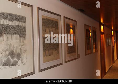 Nova Gorica, Slovenia: Art exhibition in the Park Hotel: The Hit collection of prints by Primorska artists 1951-1989. Southern Europe. Stock Photo