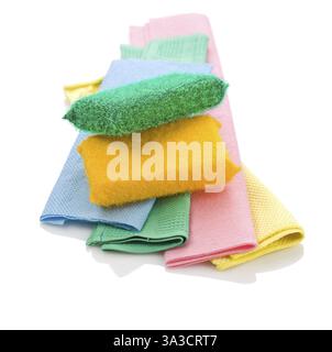 Two sponges on rags Stock Photo