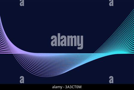Dark abstract background vector with glowing wave. Shiny moving lines design element. Stock Vector
