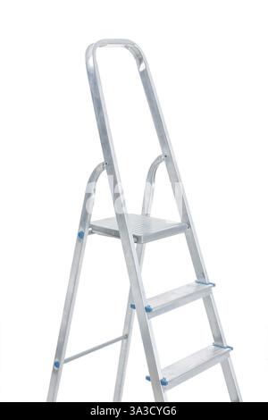 Aluminium stepladder isolated on white background. Portable ladder in a ...