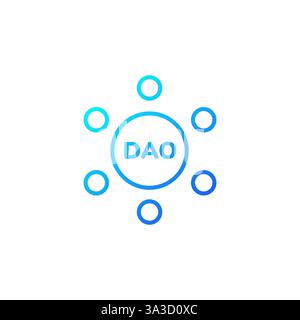 Blue circles forming a decentralized autonomous organization concept diagram Stock Vector