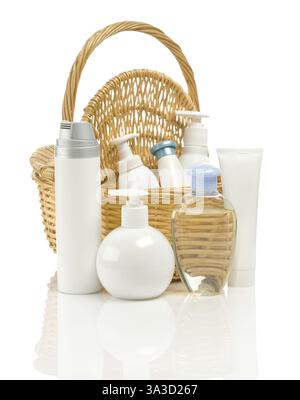 Tubes bottles and basket Stock Photo
