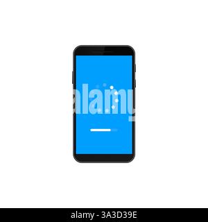 Smartphone displaying loading screen with circular progress icon on blue seen Stock Vector
