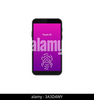 Smartphone displaying touch id animation with vibrant colors for security authentication Stock Vector
