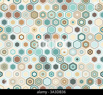 Abstract mosaic shapes geometric background. Geometric shapes of varied style and color. Hexagon pattern. Tileable pattern. Seamless background. Stock Vector