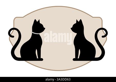 Cats shop logo template. label design elements for pet shop, zoo shop, pets care. Animal Sticker with copy space for your text. Vector illustration Stock Vector