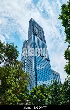 Singapore - January 18, 2025: View of Singapore skyline from Chinatown. Guoco Tower, high-rise building Stock Photo