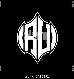 RU Unique modern flat abstract geometric initials vector letter logo design. RU monogram logo. Stock Vector