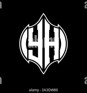 YH Unique modern flat abstract geometric initials vector letter logo design. Stock Vector